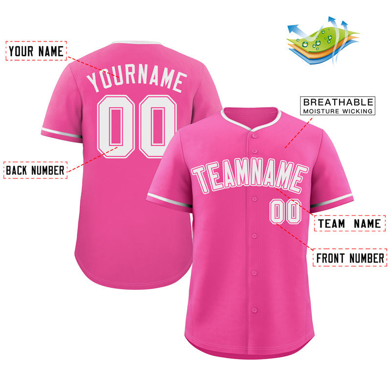 Custom Pink White-Pink Classic Style Authentic Baseball Jersey