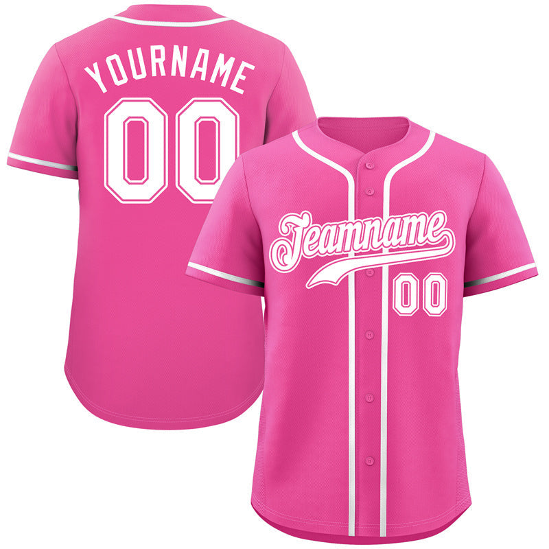 Maillot de baseball authentique de style classique rose blanc-rose personnalisé