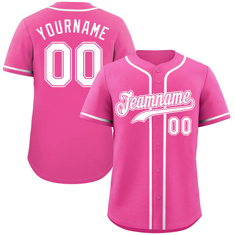 Custom Pink White-Pink Classic Style Authentic Baseball Jersey