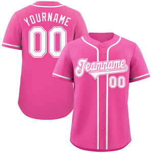 Maillot de baseball authentique de style classique rose blanc-rose personnalisé