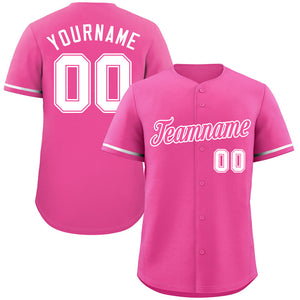 Maillot de baseball authentique de style classique rose rose-blanc personnalisé