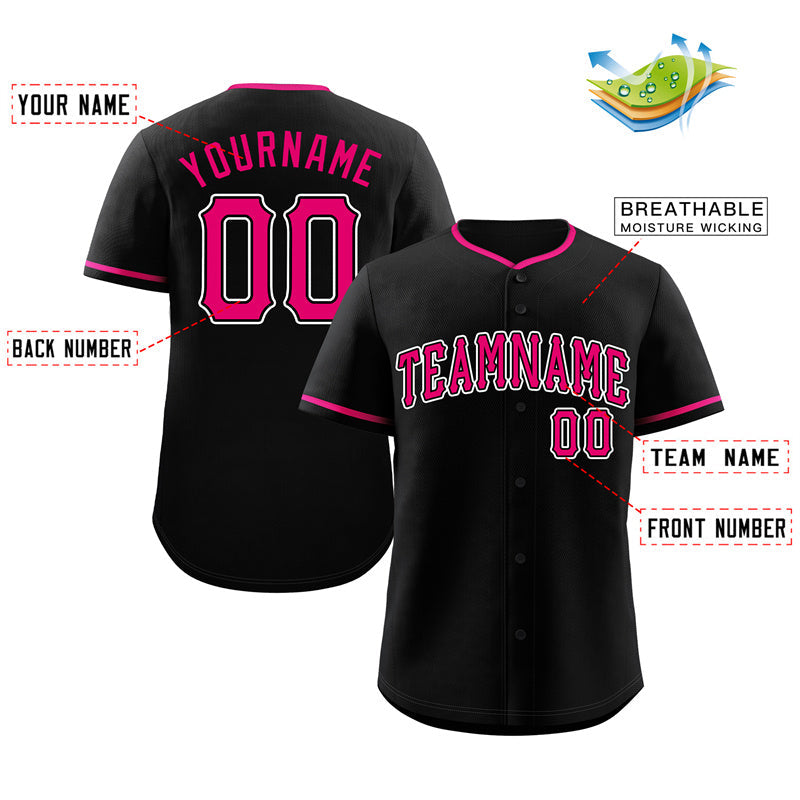 Custom Black Pink-White Classic Style Authentic Baseball Jersey