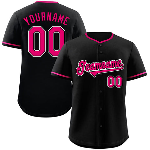 Custom Black Pink-White Classic Style Authentic Baseball Jersey