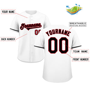 Custom White Black-Red Classic Style Authentic Baseball Jersey