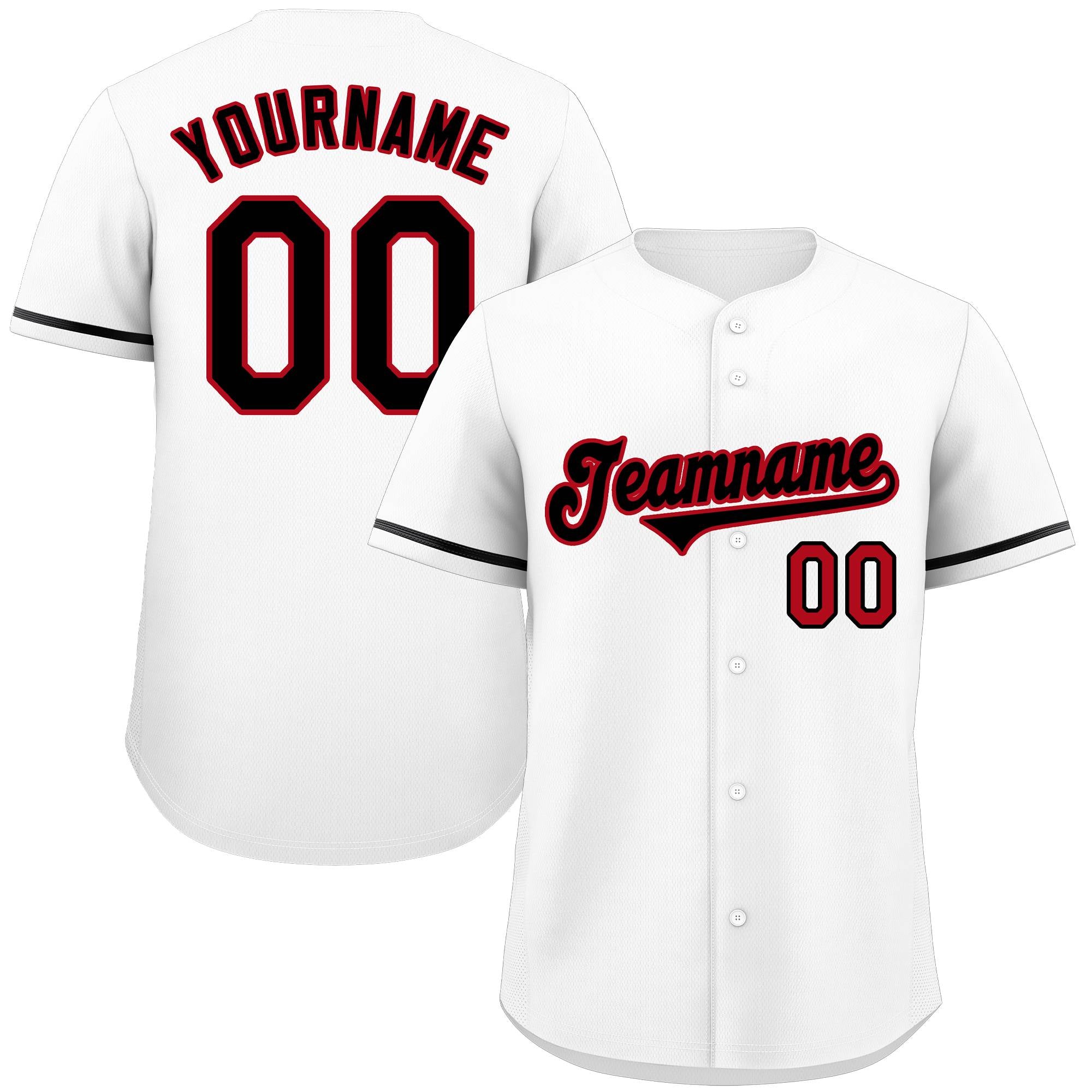 Custom White Black-Red Classic Style Authentic Baseball Jersey