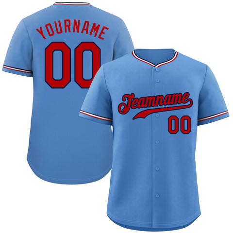 Custom Light Blue Red-Navy Classic Style Authentic Baseball Jersey