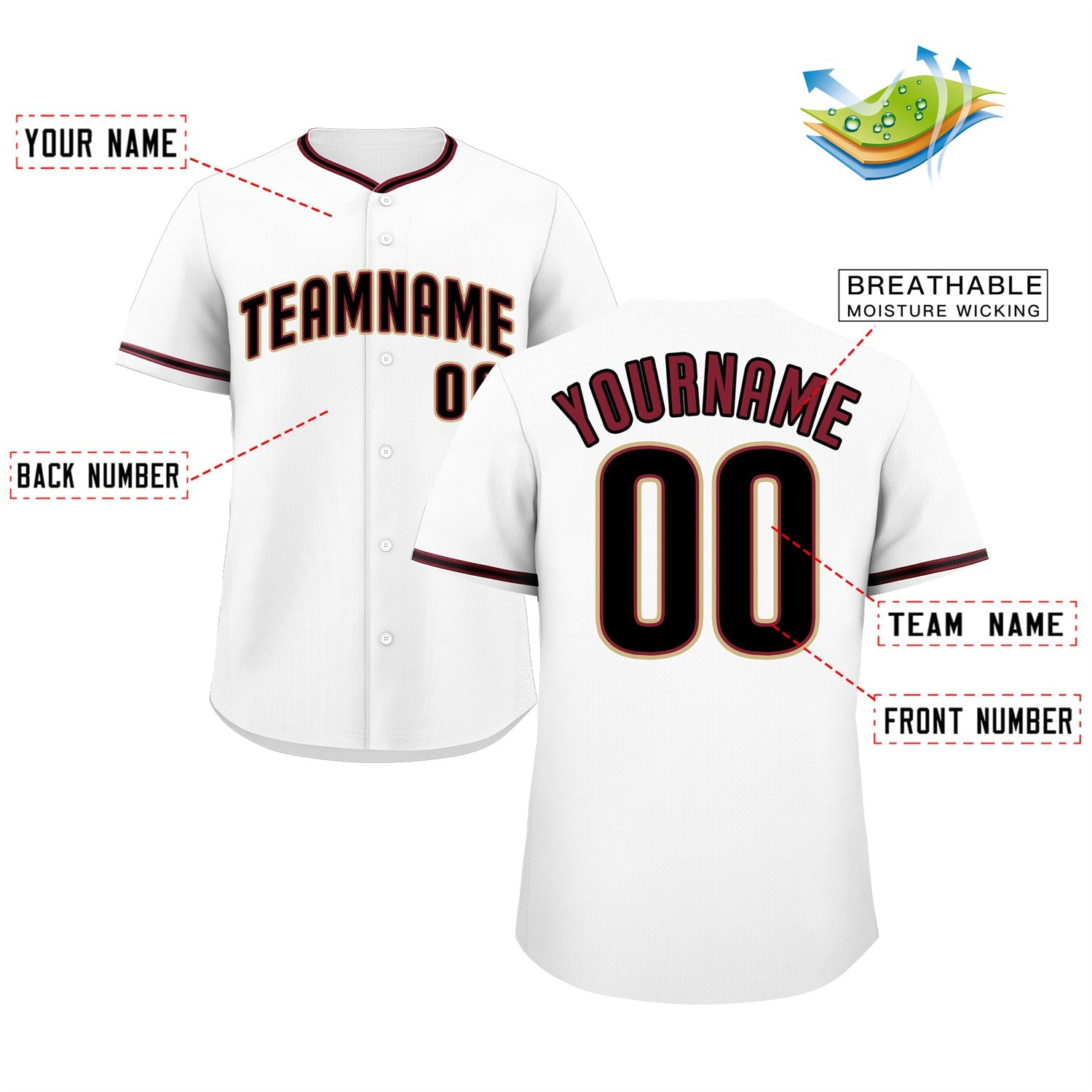 Custom White Crimson-Cream Classic Style Authentic Baseball Jersey