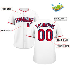 Custom White Red-Gray Classic Style Authentic Baseball Jersey