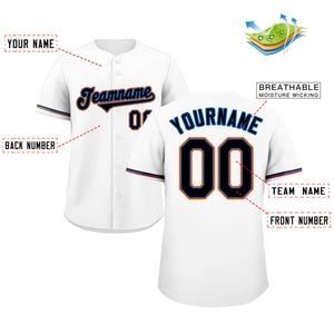 Maillot de baseball authentique de style classique blanc marine-orange personnalisé