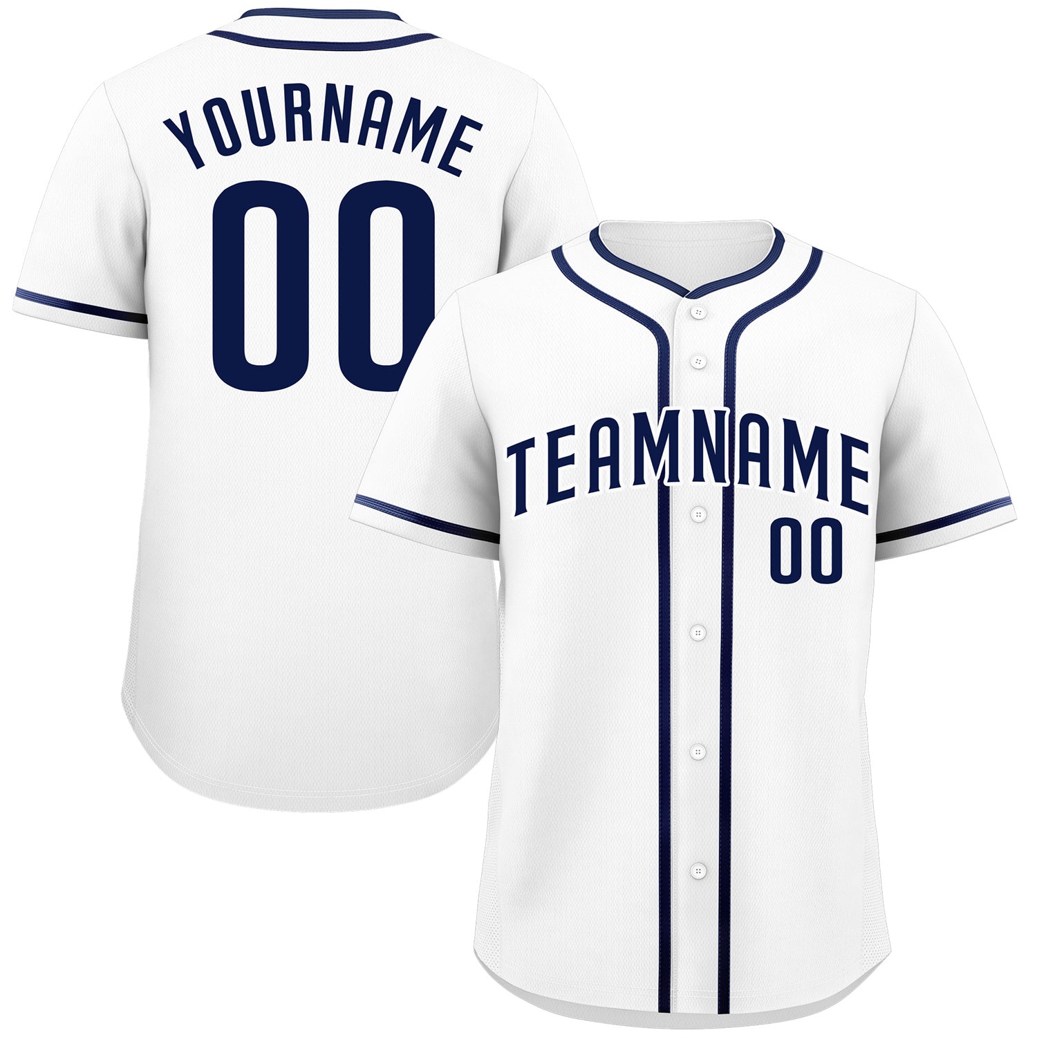 Maillot de baseball authentique de style classique blanc marine-blanc personnalisé