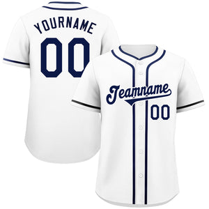 Maillot de baseball authentique de style classique blanc royal-blanc personnalisé