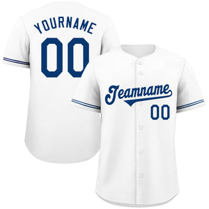 Maillot de baseball authentique de style classique royal blanc personnalisé