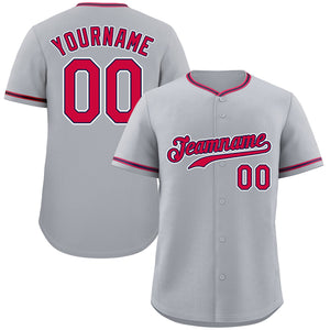 Custom Gray Red-White Classic Style Authentic Baseball Jersey