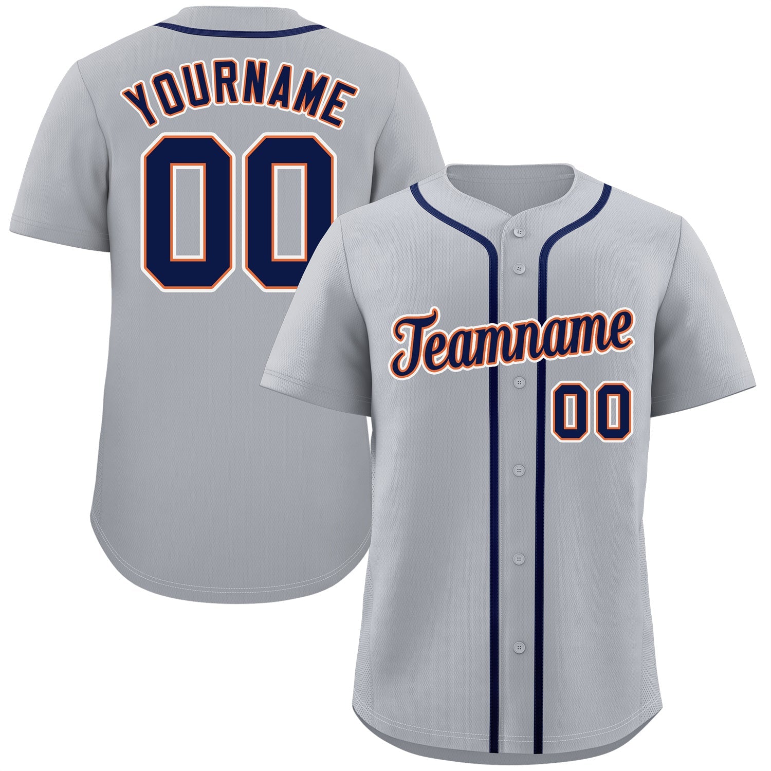 Custom Gray Navy-White Classic Style Authentic Baseball Jersey