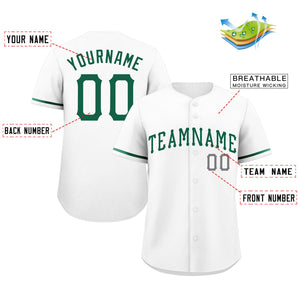 Maillot de baseball authentique de style classique blanc vert-gris personnalisé