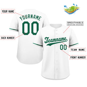 Maillot de baseball authentique de style classique vert blanc personnalisé