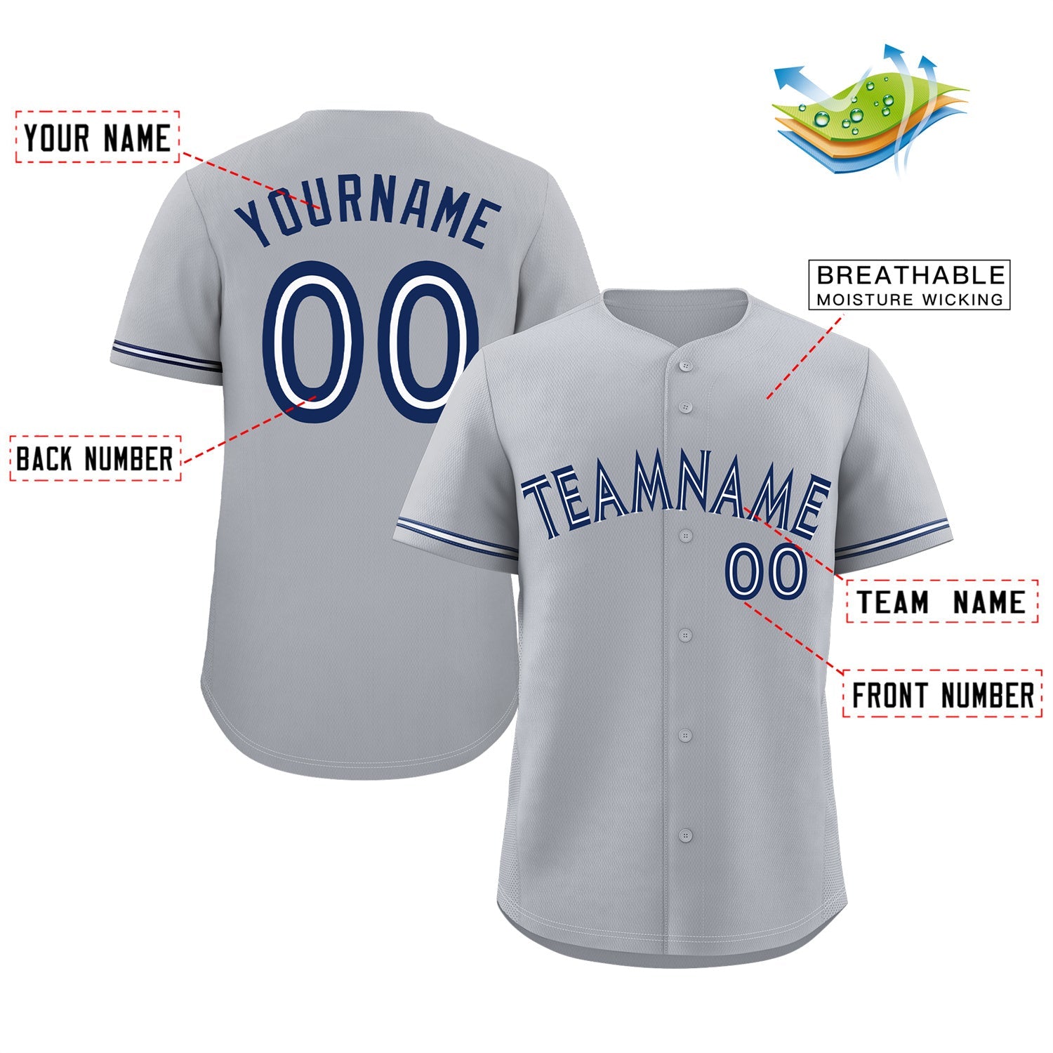 Custom Gray White-Royal Classic Style Authentic Baseball Jersey