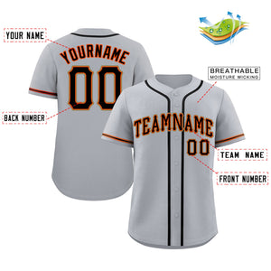 Custom Gray Black-Orange Classic Style Authentic Baseball Jersey