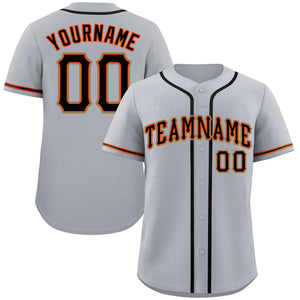 Custom Gray Black-Orange Classic Style Authentic Baseball Jersey