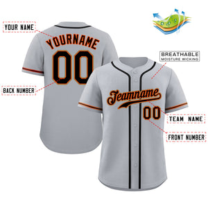 Custom Gray Black-Orange Classic Style Authentic Baseball Jersey