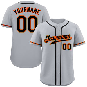 Custom Gray Black-Orange Classic Style Authentic Baseball Jersey