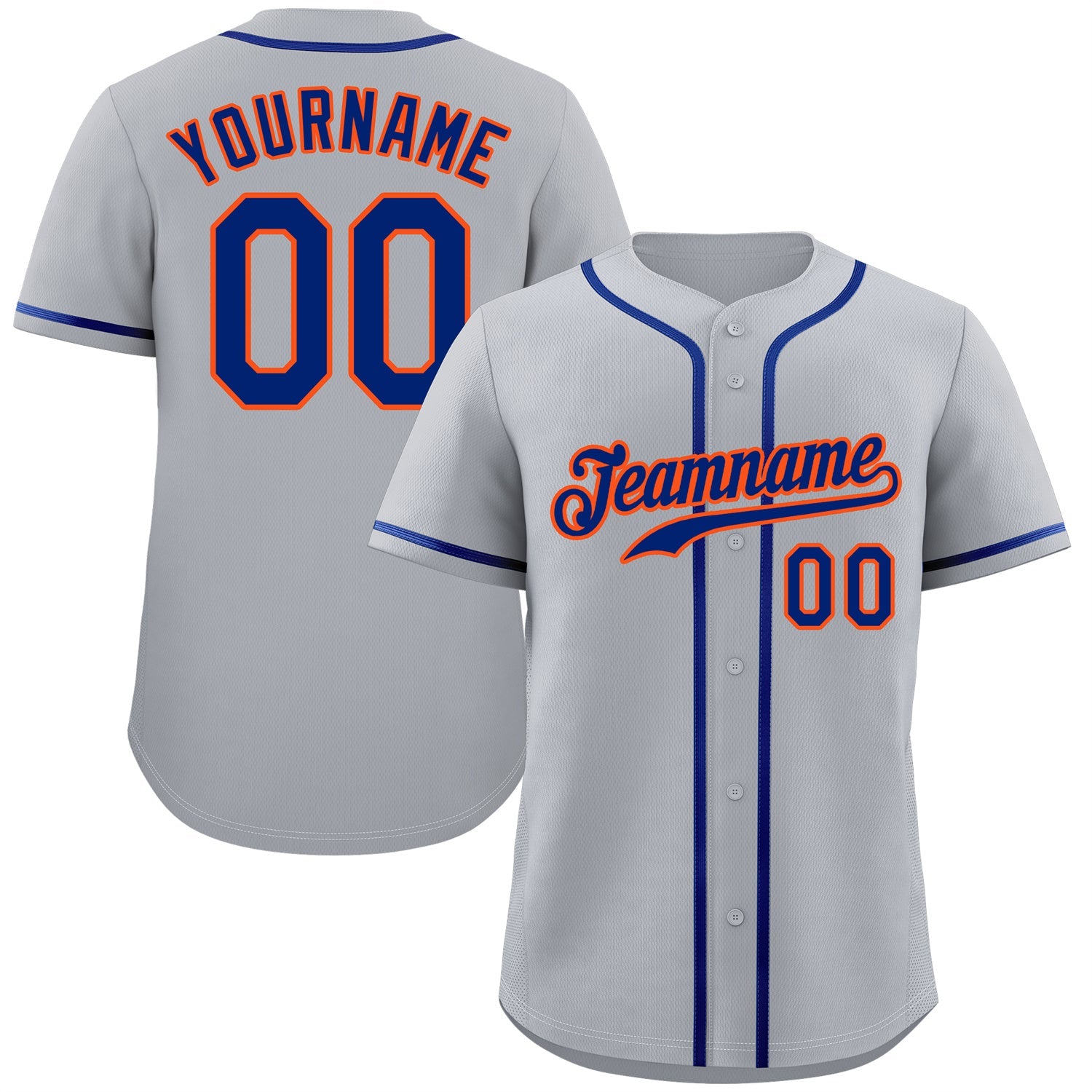 Custom Gray Royal-Orange Classic Style Authentic Baseball Jersey - KXKSHOP