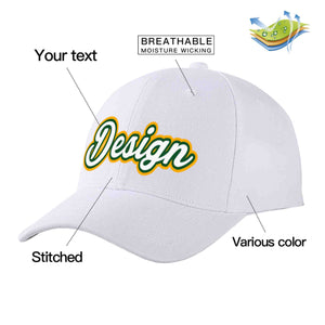 Casquette de baseball personnalisée blanche blanche-vert Kelly incurvée Eaves Sport Design