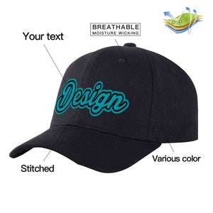 Custom Black Aqua-Black Curved Eaves Sport Design Baseball Cap