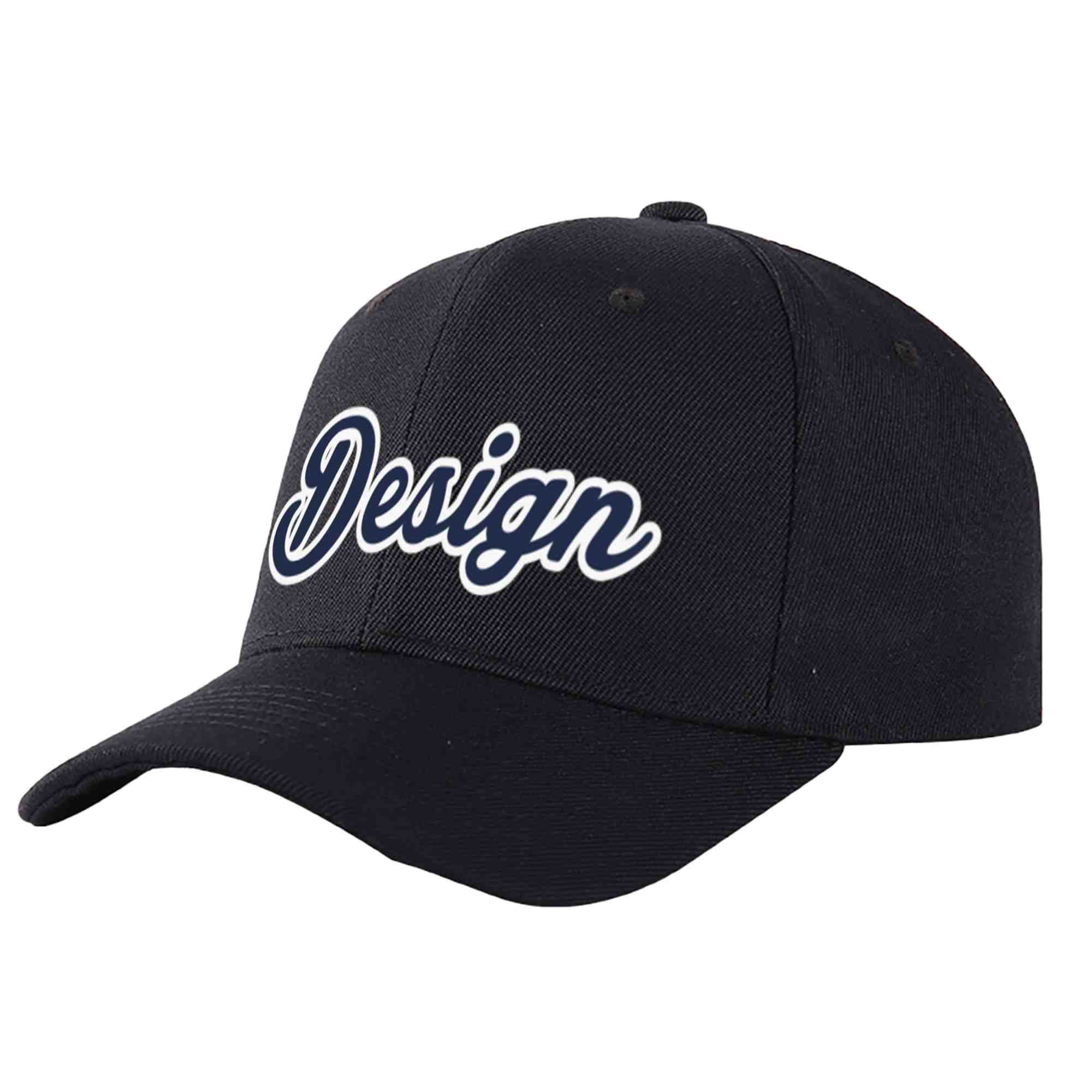 Casquette de baseball courbée personnalisée noire et blanche avec avant-toit et design sportif