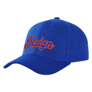 Custom Royal Royal-Orange Curved Eaves Sport Design Baseball Cap