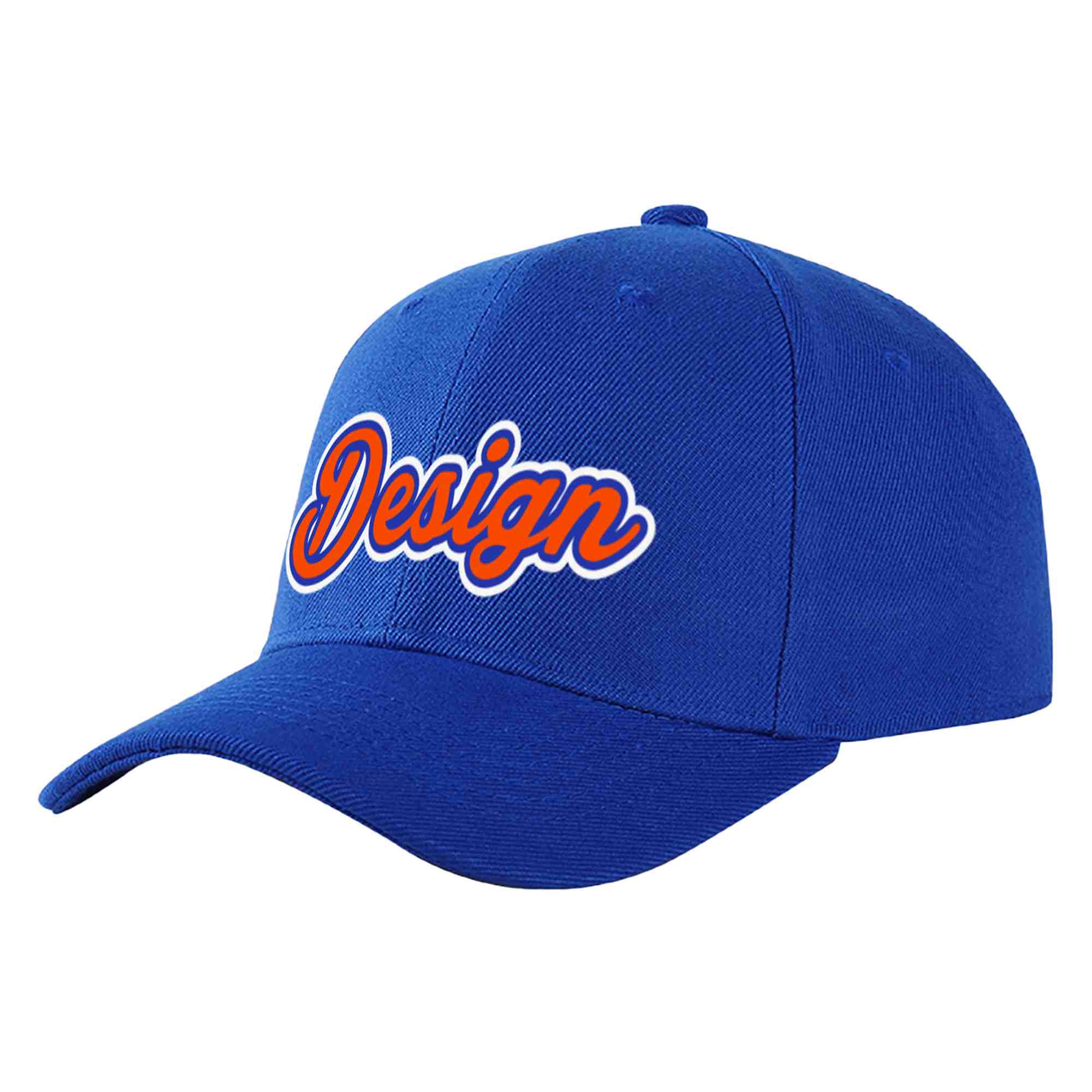 Custom Royal Orange-Royal Curved Eaves Sport Design Baseball Cap