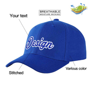 Casquette de baseball personnalisée Royal Royal-White Curved Eaves Sport Design