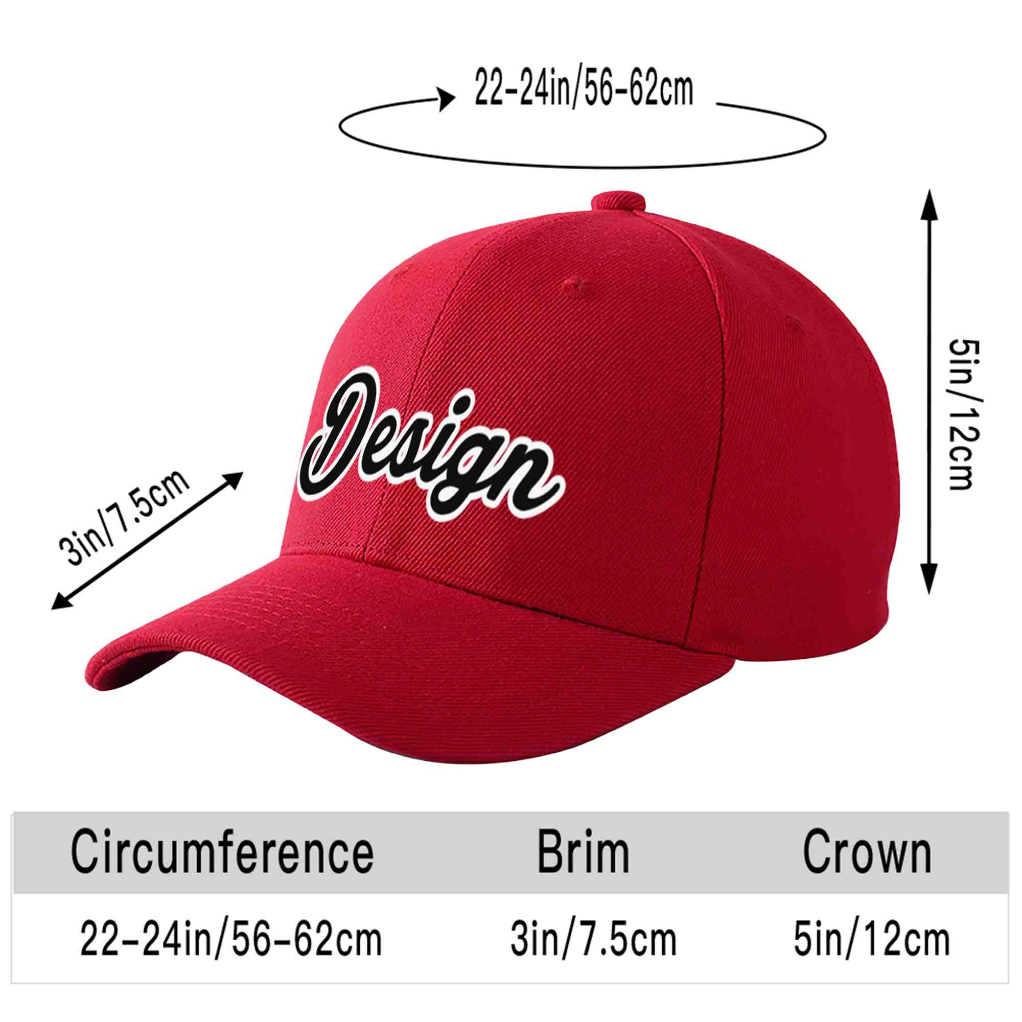 Custom Red Black-White Curved Eaves Sport Design Baseball Cap