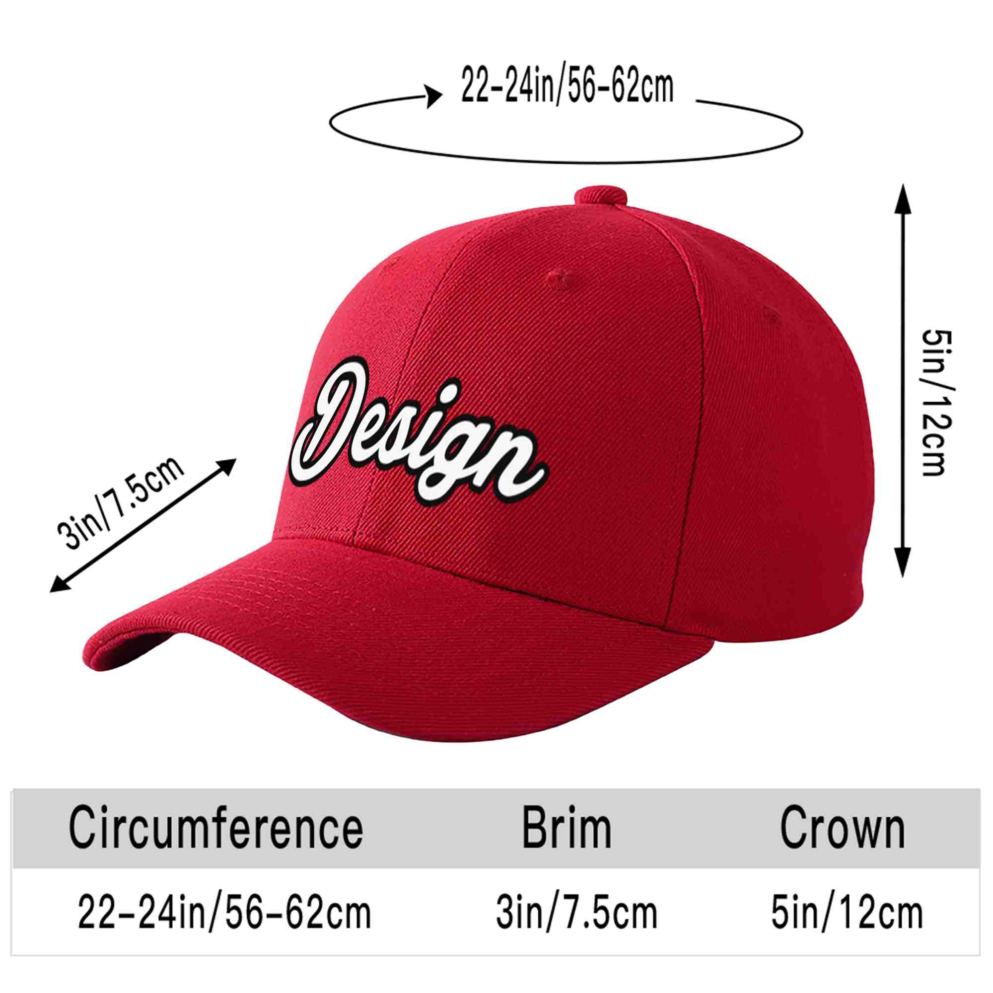 Custom Red White-Black Curved Eaves Sport Design Baseball Cap