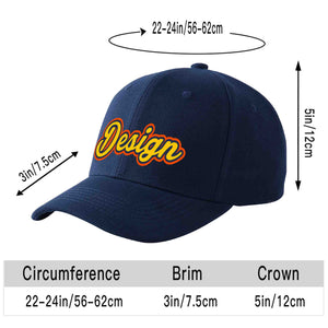 Casquette de baseball courbée personnalisée avec avant-toit et design sportif, bleu marine, or-marine