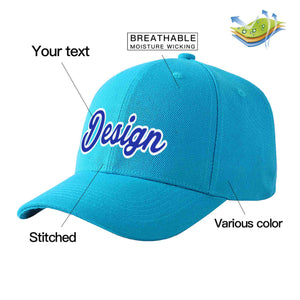 Casquette de baseball personnalisée Aqua Royal-White Curved Eaves Sport Design