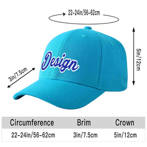 Casquette de baseball personnalisée Aqua Royal-White Curved Eaves Sport Design