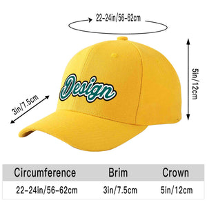 Custom Gold Aqua-White Curved Eaves Sport Design Baseball Cap