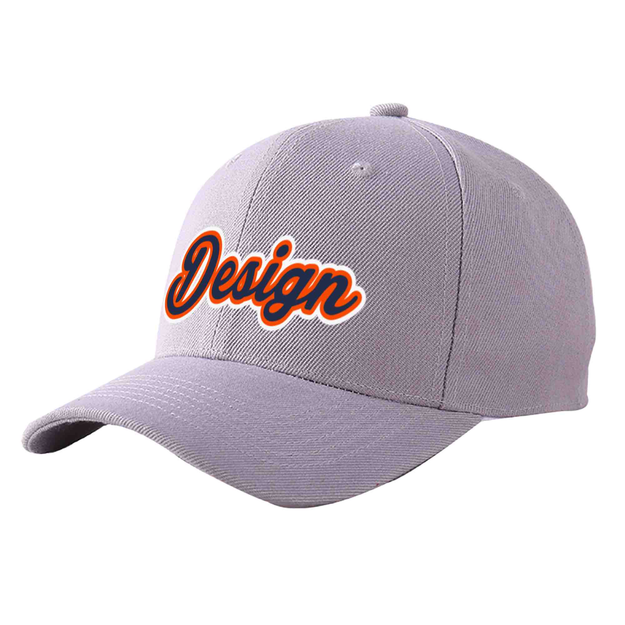 Casquette de baseball courbée Eaves Sport Design personnalisée gris marine-orange