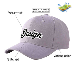 Custom Gray Black-White Curved Eaves Sport Design Baseball Cap