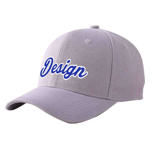 Casquette de baseball personnalisée gris royal-blanc courbé Eaves Sport Design