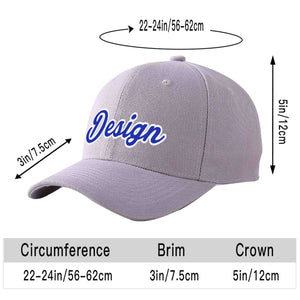 Casquette de baseball personnalisée gris royal-blanc courbé Eaves Sport Design