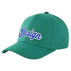 Custom Light Green Royal-White Curved Eaves Sport Design Baseball Cap