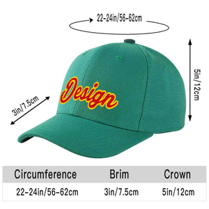 Custom Light Green Red-Yellow Curved Eaves Sport Design Baseball Cap