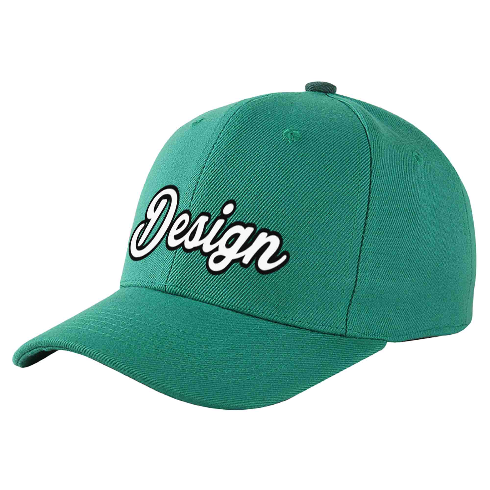 Casquette de baseball personnalisée vert clair blanc-noir incurvée Eaves Sport Design