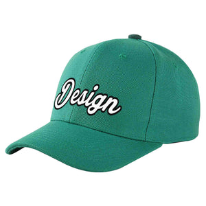 Custom Light Green White-Black Curved Eaves Sport Design Baseball Cap