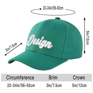 Custom Light Green White-Gray Curved Eaves Sport Design Baseball Cap