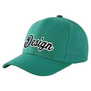 Casquette de baseball incurvée personnalisée vert clair noir-blanc avec avant-toit