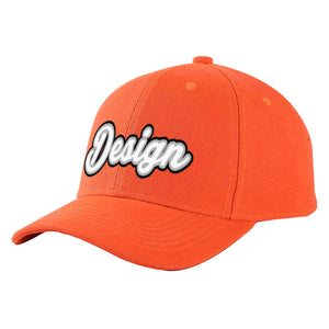 Custom Tangerine White-Gray Curved Eaves Sport Design Baseball Cap