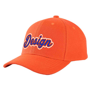 Custom Tangerine Royal-Orange Curved Eaves Sport Design Baseball Cap